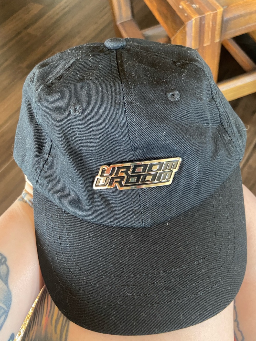 CharliXCX Black Baseball Cap with Metallic Logo Pin VROOM VROOM